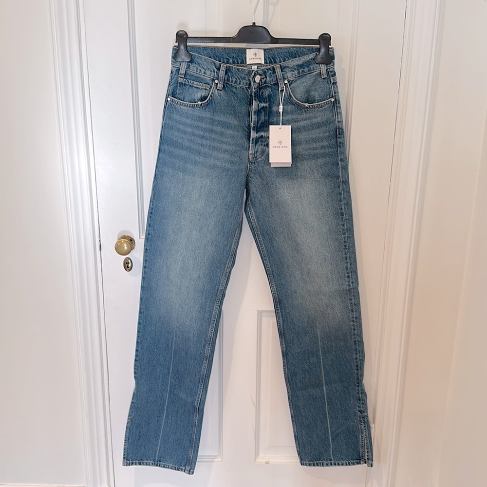 Brand new NWT Anine Bing Roy Mid Rise relaxed straight denim in Size 27